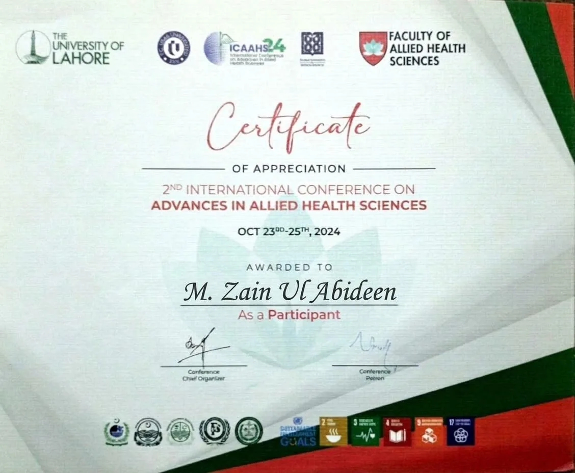 ICAAHS 2024 conference certificate