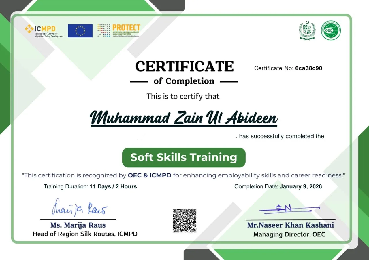 Soft skills training certificate